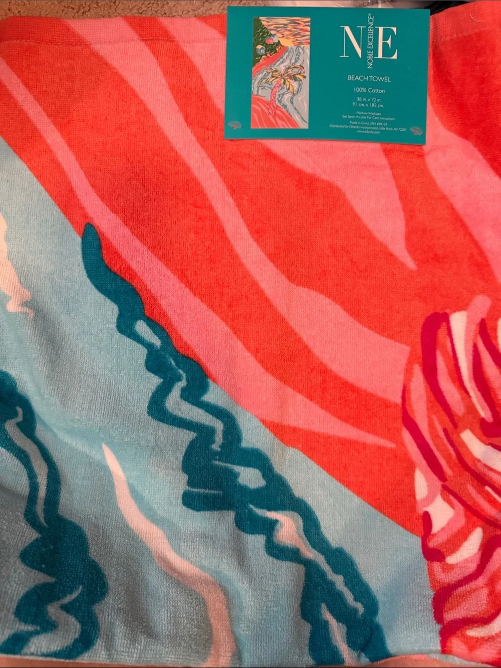 Noble Excellence Beach Towel - Coral Pink Stripes 26x72